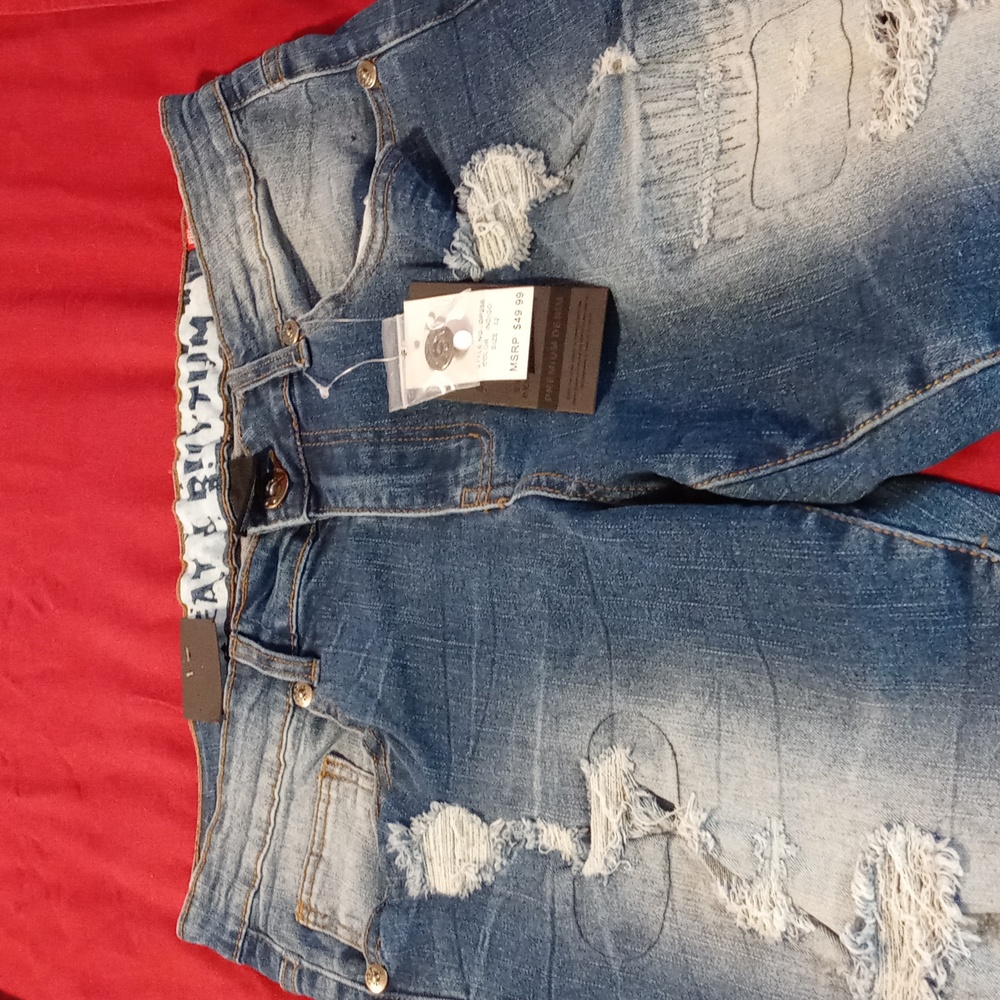 Distressed Blue Jeans